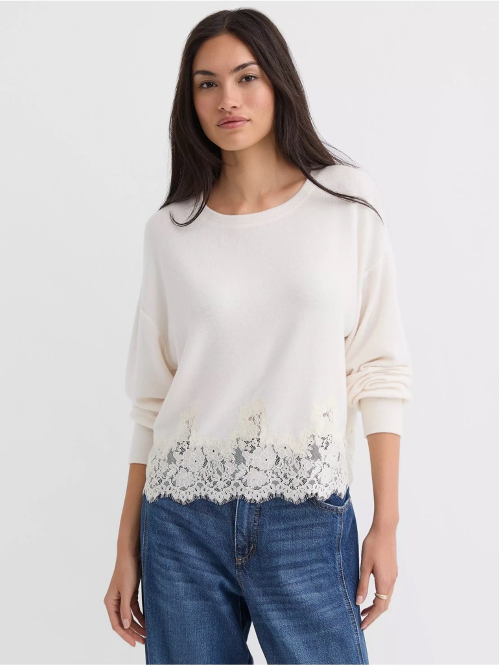 Loft Floral Lace Hem Top unconventional romantic feminine dopamine L